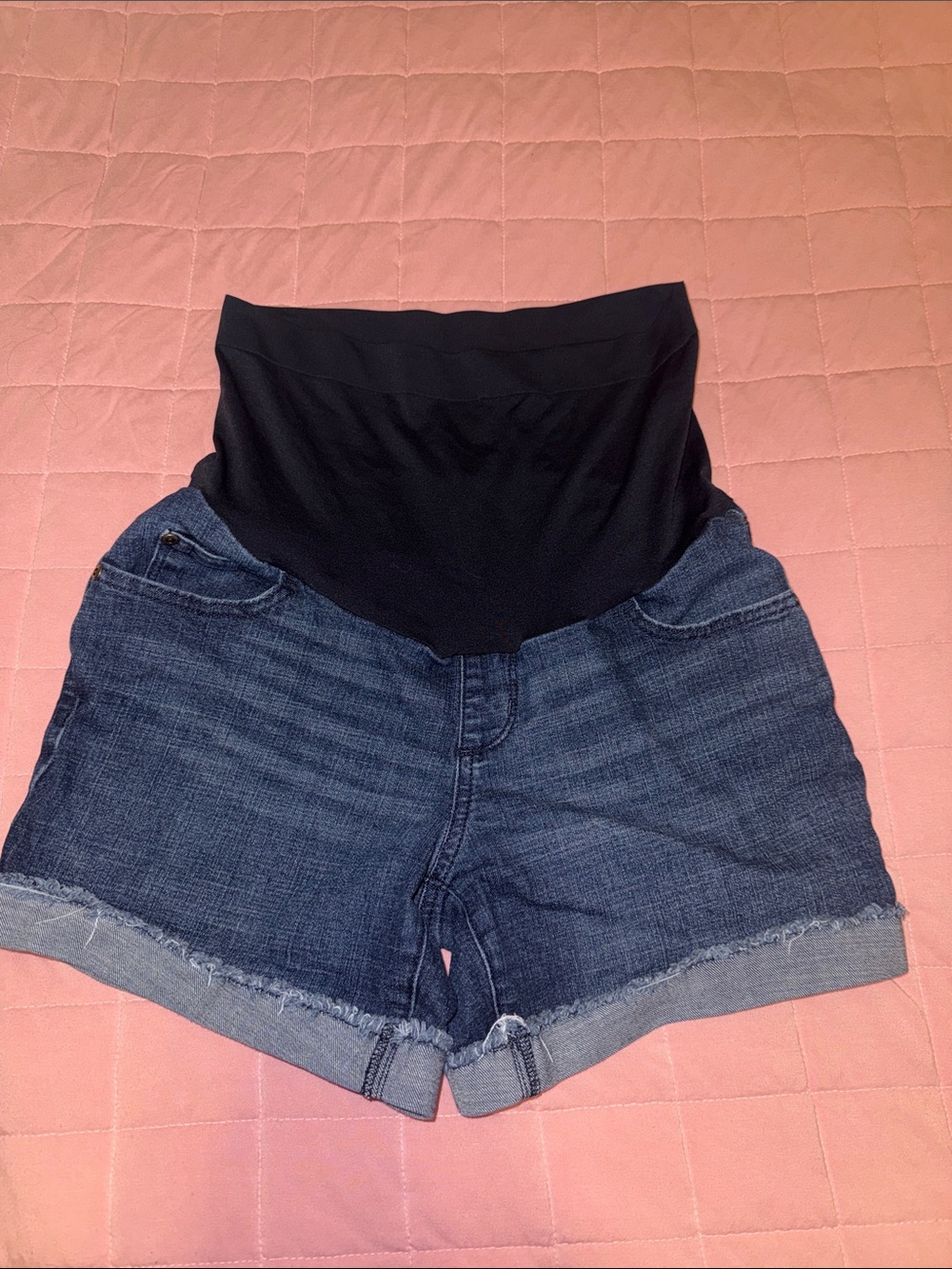 Maternity Denim Shorts with Black Stretch Waistband- Sonoma- 6 MAT